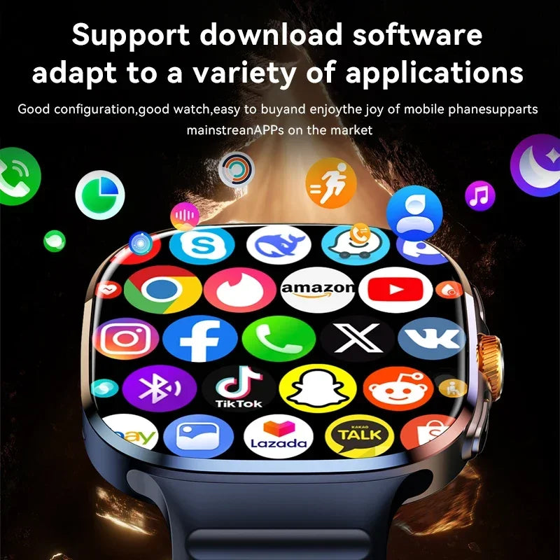 Reloj inteligente M99 5G: pantalla AMOLED de 2,4", cámara giratoria, soporte SIM y WiFi para llamadas independientes y redes sociales.