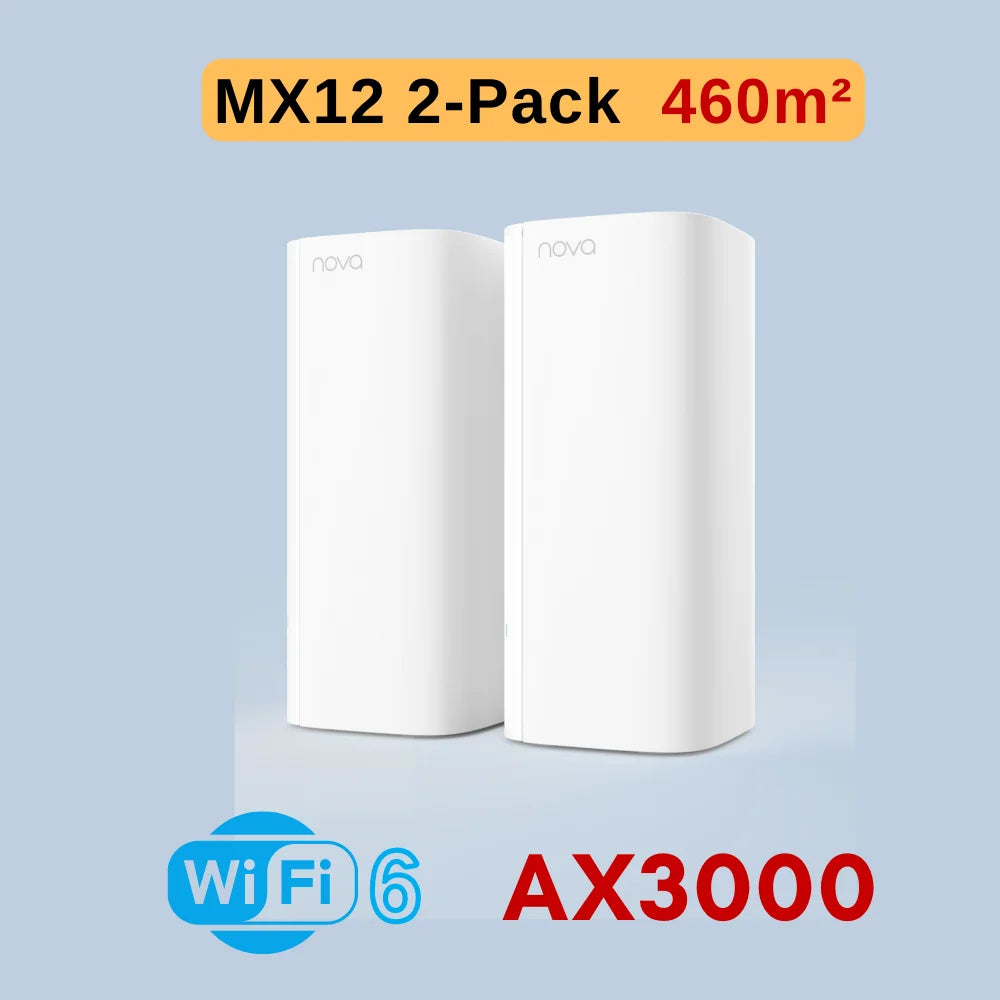 Tenda-enrutador inalámbrico AX3000, sistema de malla WiFi6, MX12, WiFi 6, hasta 7000 pies cuadrados Extensor de rango Wifi Mesh 6
