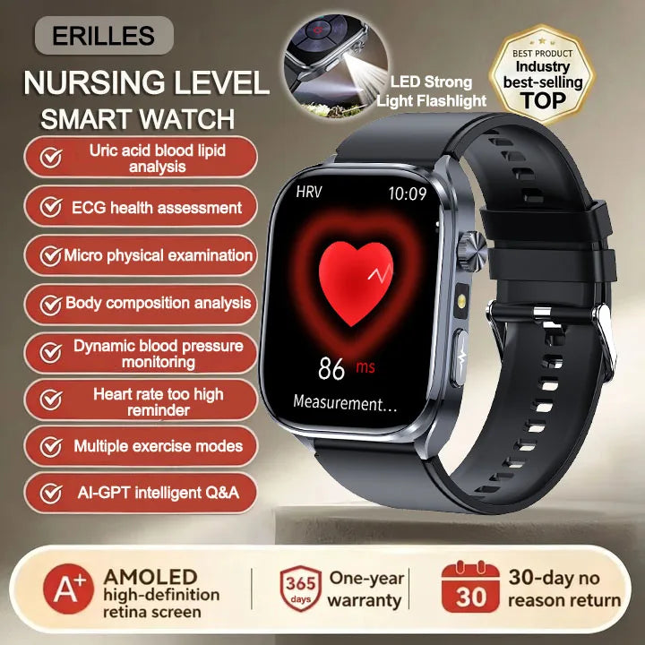 Reloj Inteligente 2026 con IA para el Cuidado de la Salud, Detección Precisa de ECG, Presión Arterial, Lípidos, Análisis de Ácido Úrico, Llamadas Bluetooth
