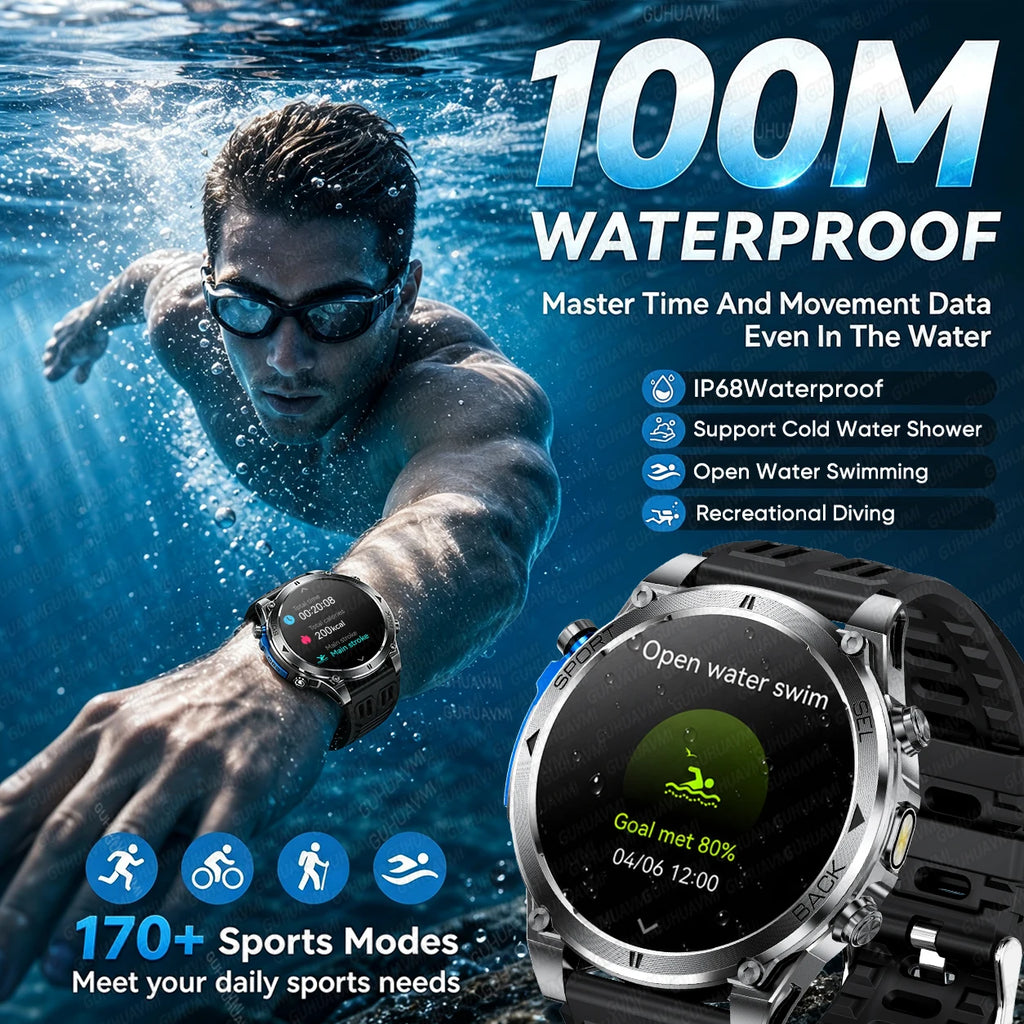 Nuevo reloj inteligente T-RX4 Ultra para deportes al aire libre, con GPS integrado, brújula, altímetro, barómetro, resistente al agua 10ATM, reloj inteligente militar para hombres