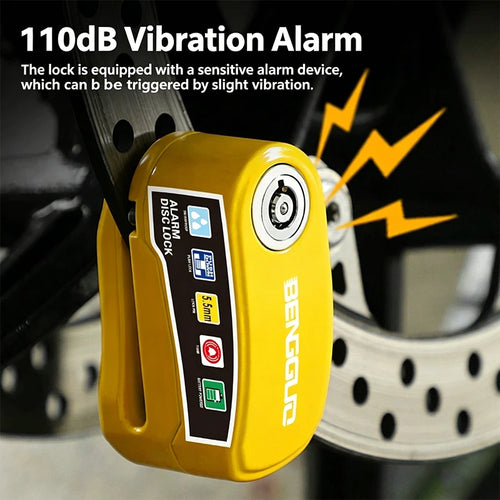 Cerradura de Disco para Motocicleta BENGGUO con Alarma y Llaves, Candado de Seguridad Impermeable para Bicicleta, Accesorios de Aleación de Aluminio