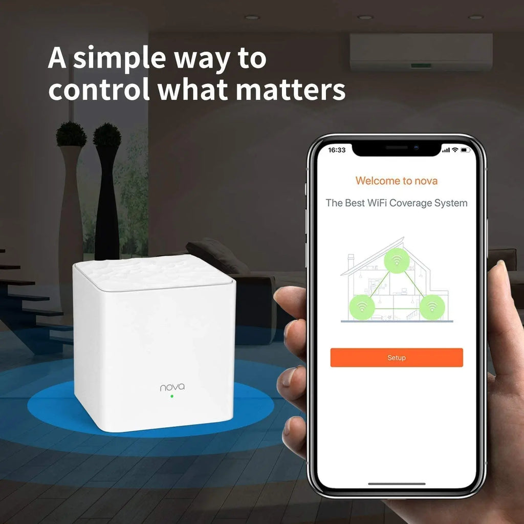 Sistema WiFi Tenda Nova Mesh (MW3) - Hasta 2000 pies cuadrados Cobertura para toda la casa Reemplaza el extensor de enrutador Wi-Fi Único paso fácil a través de la aplicación