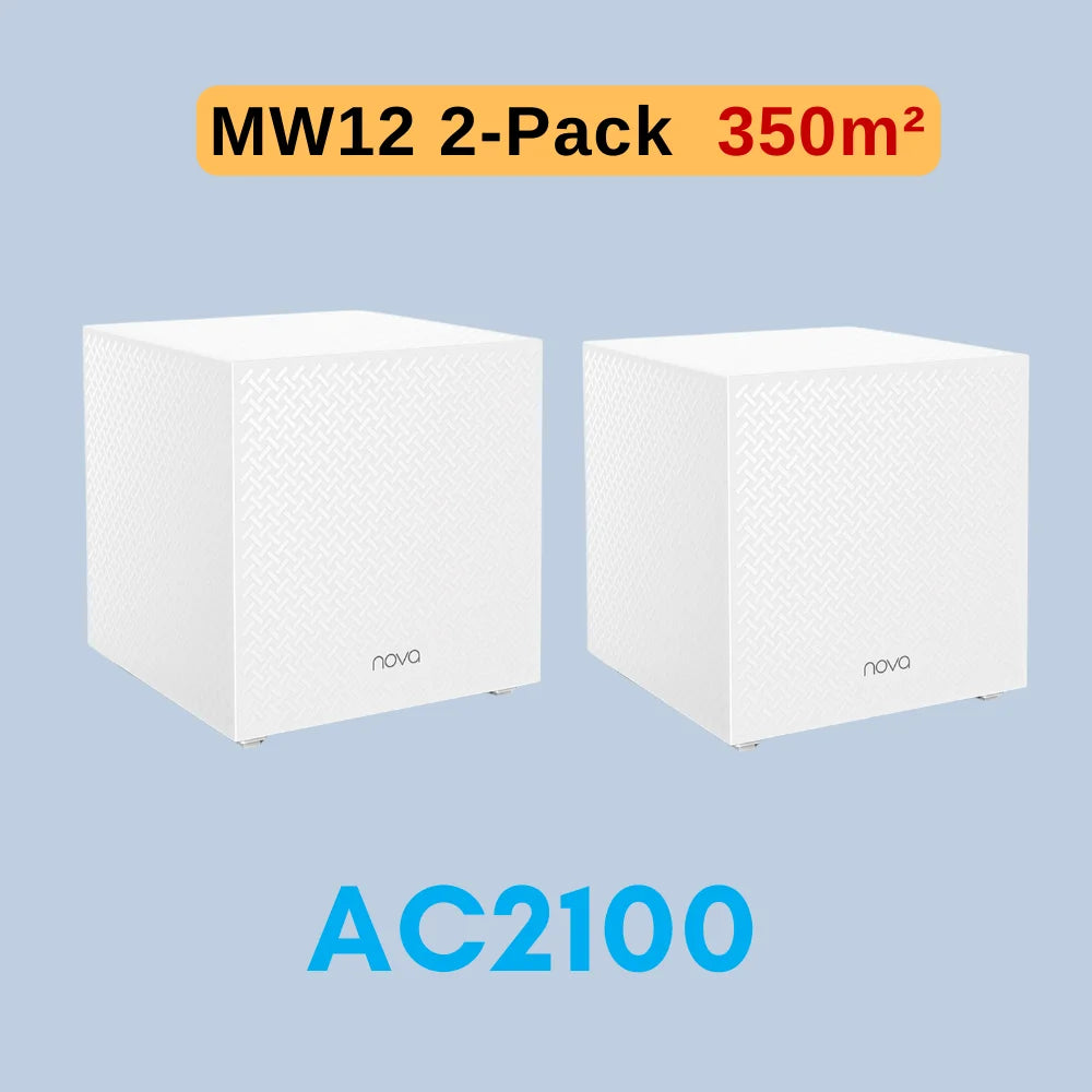 Router WiFi Tenda Mesh 2100Mbps MW12 Gigabit de Doble Banda, Roteador Inalámbrico AC2100 2.4 y 5GHz, Extensor de Rango Mesh, Cubre 500m²