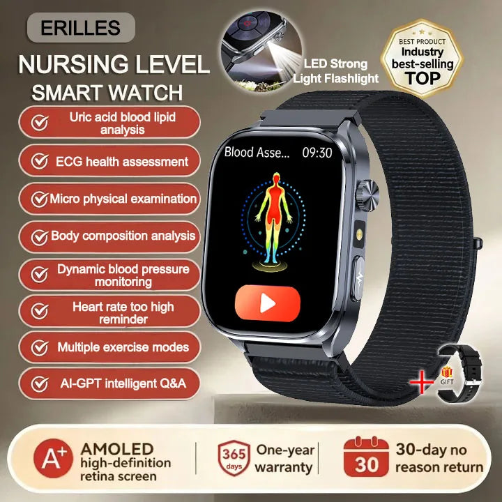 Reloj Inteligente 2026 con IA para el Cuidado de la Salud, Detección Precisa de ECG, Presión Arterial, Lípidos, Análisis de Ácido Úrico, Llamadas Bluetooth