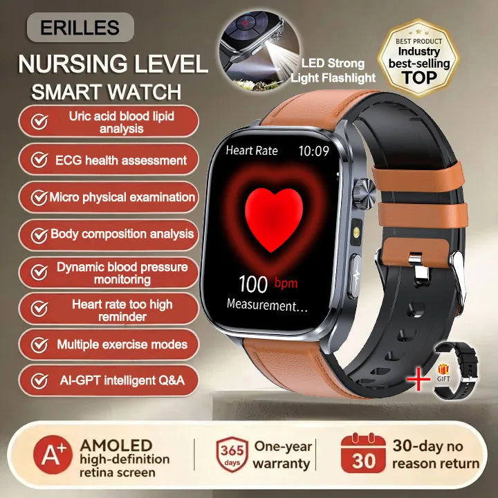 Reloj Inteligente 2026 con IA para el Cuidado de la Salud, Detección Precisa de ECG, Presión Arterial, Lípidos, Análisis de Ácido Úrico, Llamadas Bluetooth