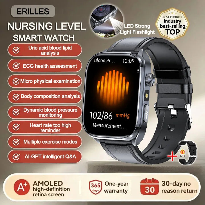 Reloj Inteligente 2026 con IA para el Cuidado de la Salud, Detección Precisa de ECG, Presión Arterial, Lípidos, Análisis de Ácido Úrico, Llamadas Bluetooth