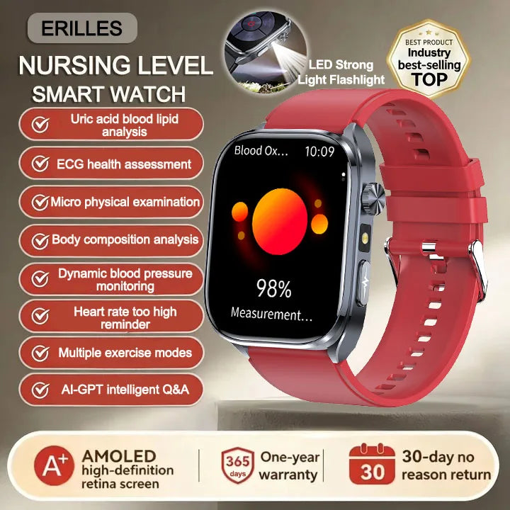 Reloj Inteligente 2026 con IA para el Cuidado de la Salud, Detección Precisa de ECG, Presión Arterial, Lípidos, Análisis de Ácido Úrico, Llamadas Bluetooth
