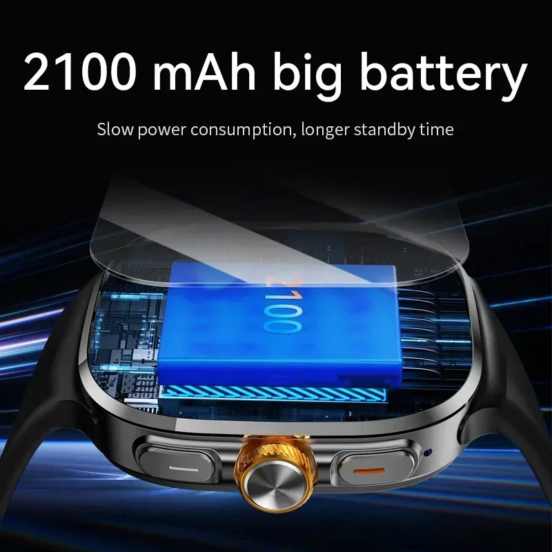 Reloj inteligente M99 5G: pantalla AMOLED de 2,4", cámara giratoria, soporte SIM y WiFi para llamadas independientes y redes sociales.
