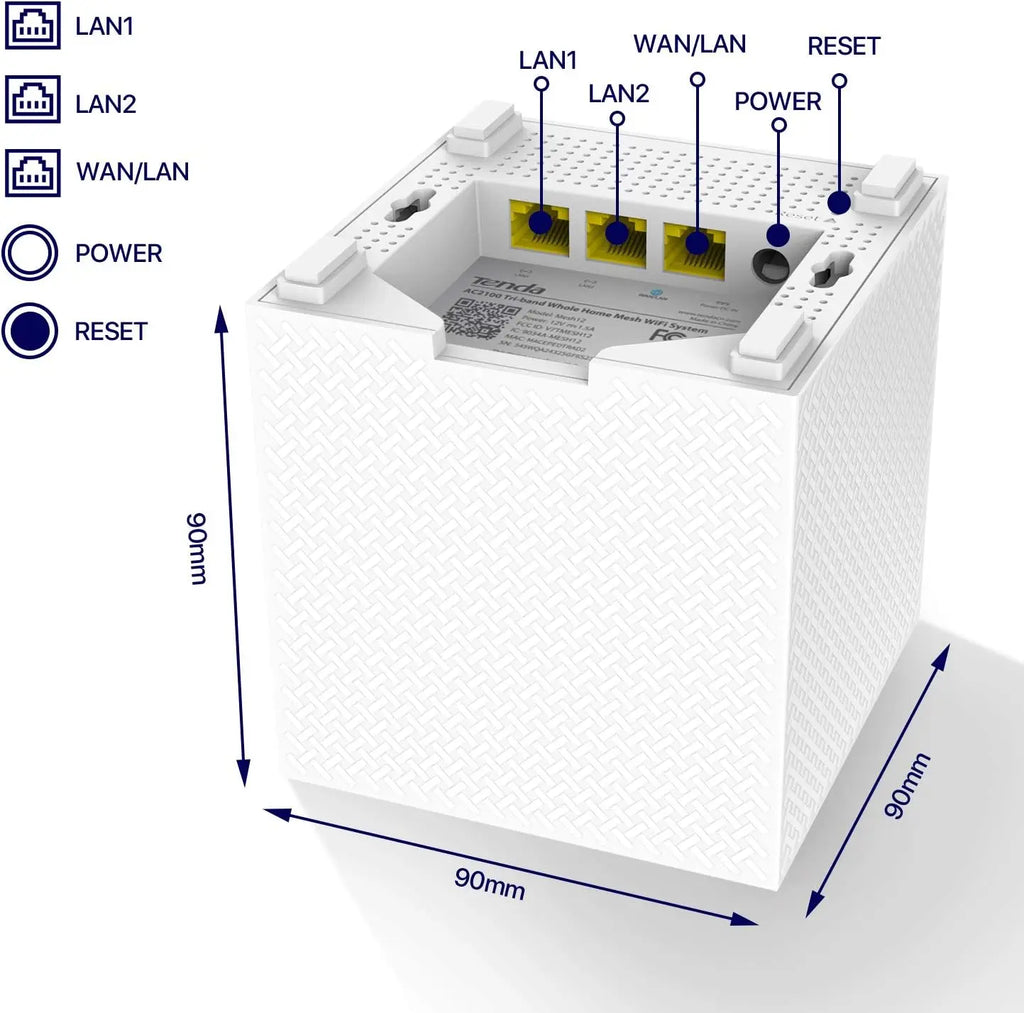 Router WiFi Tenda Mesh 2100Mbps MW12 Gigabit de Doble Banda, Roteador Inalámbrico AC2100 2.4 y 5GHz, Extensor de Rango Mesh, Cubre 500m²