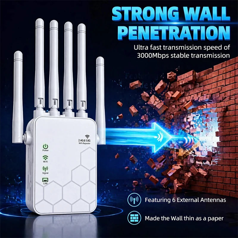 Extensor WiFi 6 AX1800 de Doble Banda, Amplificador de Señal de 1800Mbps, Repetidor de 5GHz y 2.4GHz, Amplificador de Internet Inalámbrico de Alta Velocidad para Toda la Casa