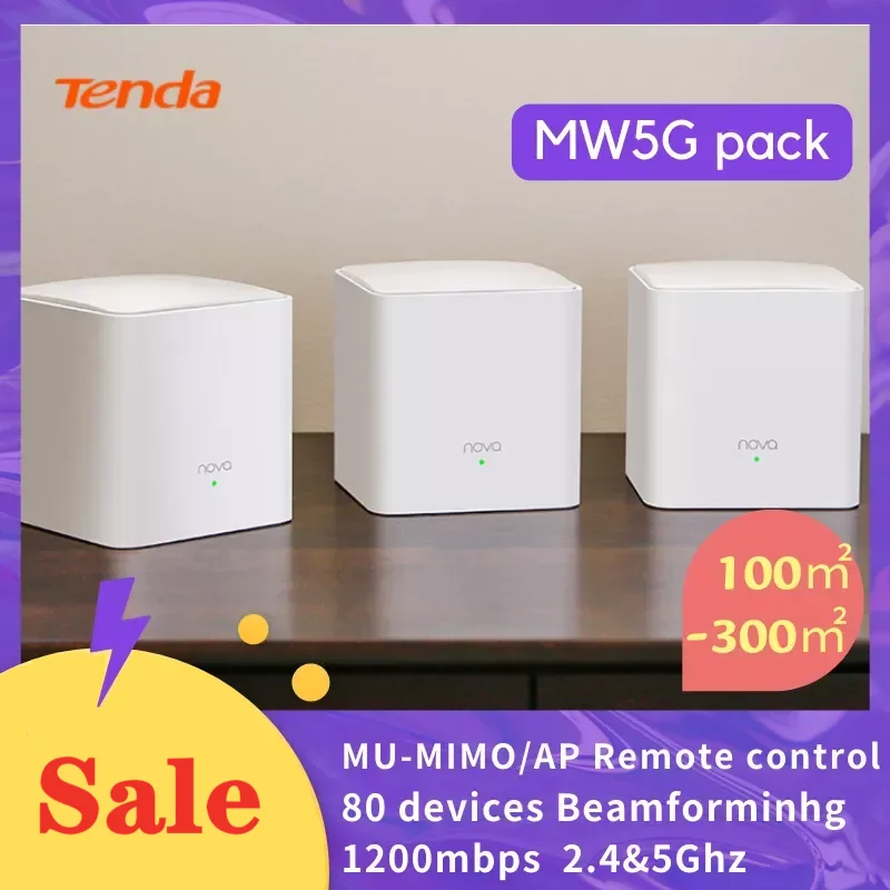 Enrutador WiFi Tenda Mesh AC1200 2,4 y 5Ghz MW5G 1200mbps Nova Mesh Router hasta 6000 pies cuadrados Tenda versión Global enrutador de malla Gigabit