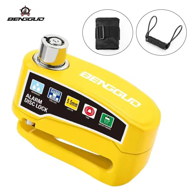 Cerradura de Disco para Motocicleta BENGGUO con Alarma y Llaves, Candado de Seguridad Impermeable para Bicicleta, Accesorios de Aleación de Aluminio